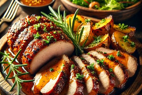 Sočna Svinjska Pečenica u Medeno-Mustard Sosu