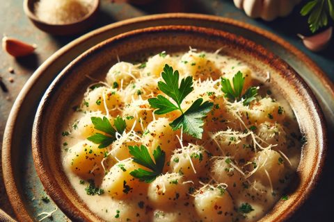 Kremaste Njoke u Sosu od Parmezana i Belog Luka