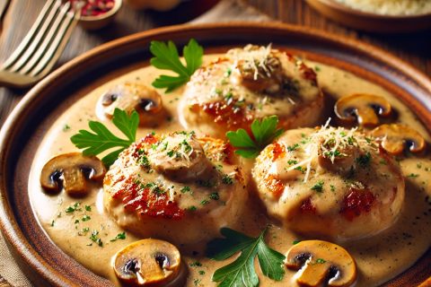 🍗 Sočni Pileći Medaljoni u Kremastom Sosu sa Pečurkama