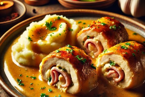 🍗 Punjeni Pileći Rolati u Krem Sosu – Savršen Ručak za Uživanje!