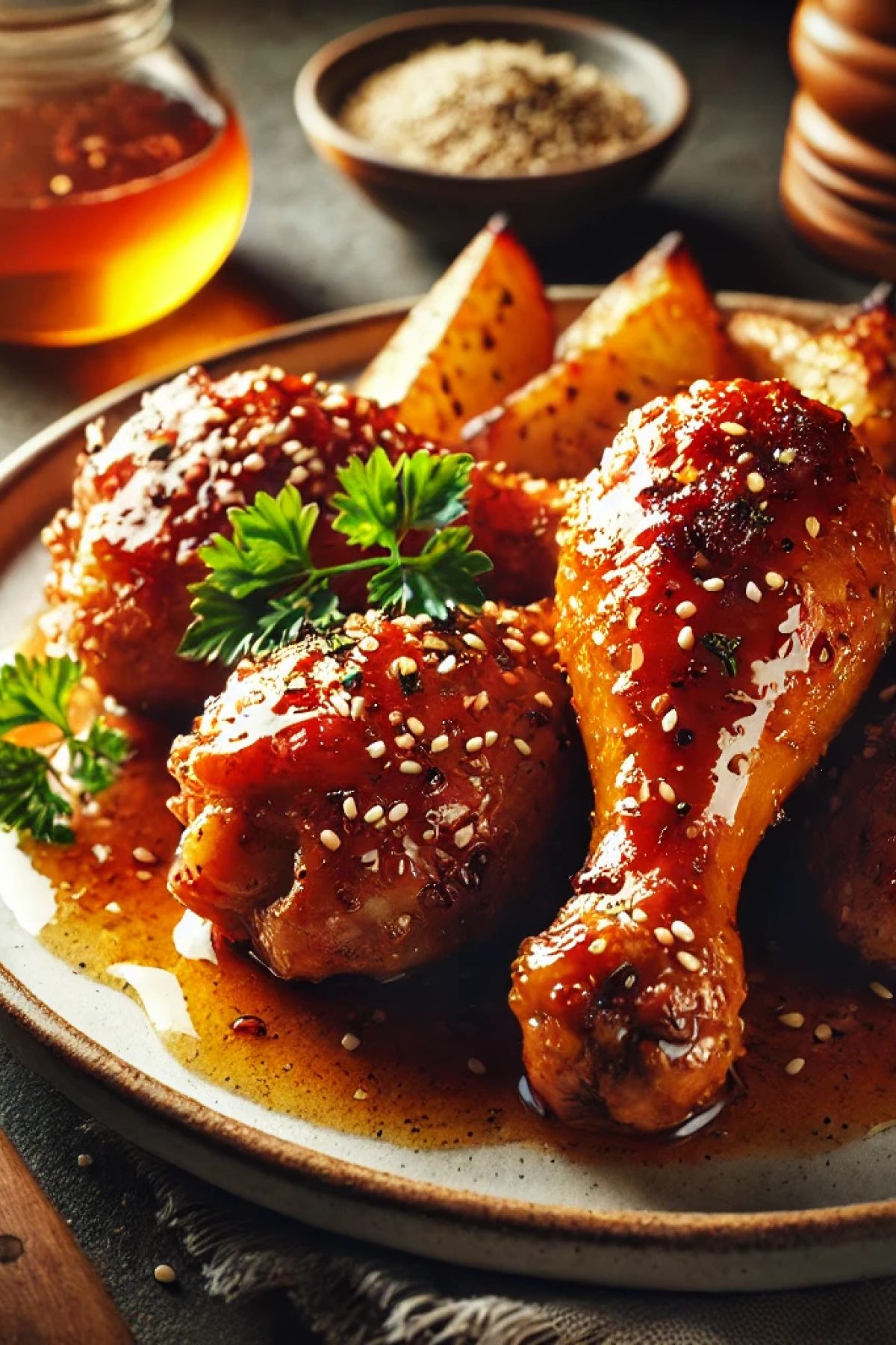 Slika jela 🍗 Pileći Bataci u Medeno-Ljutkastom Sosu