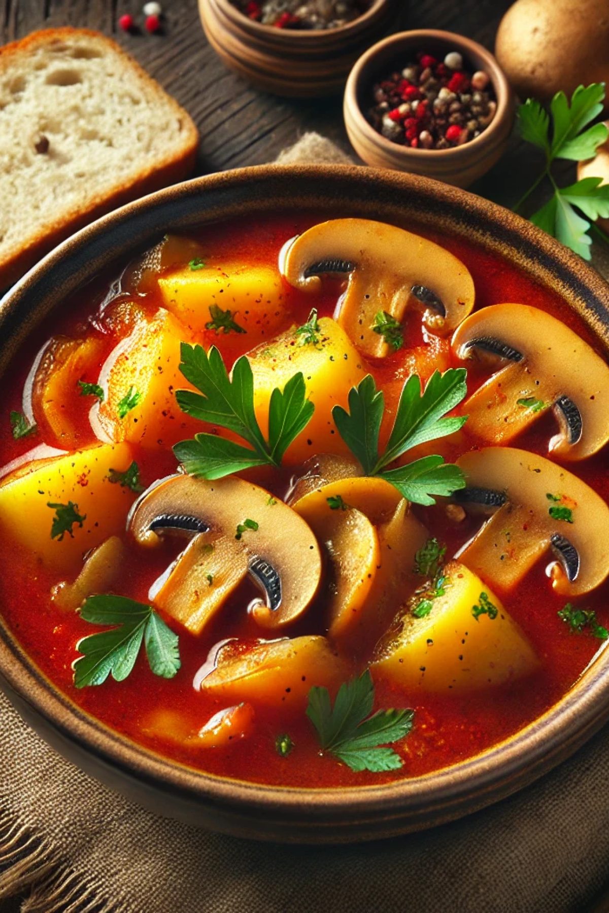 Slika jela 🥘 Paprikaš od krompira sa pečurkama – Posno jelo puno ukusa