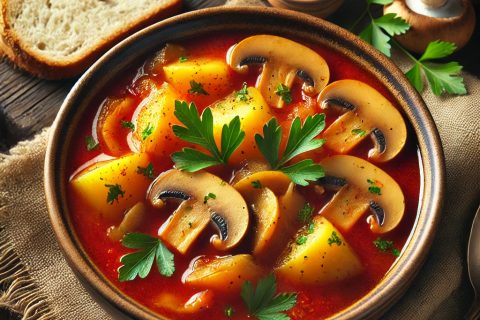 🥘 Paprikaš od krompira sa pečurkama – Posno jelo puno ukusa