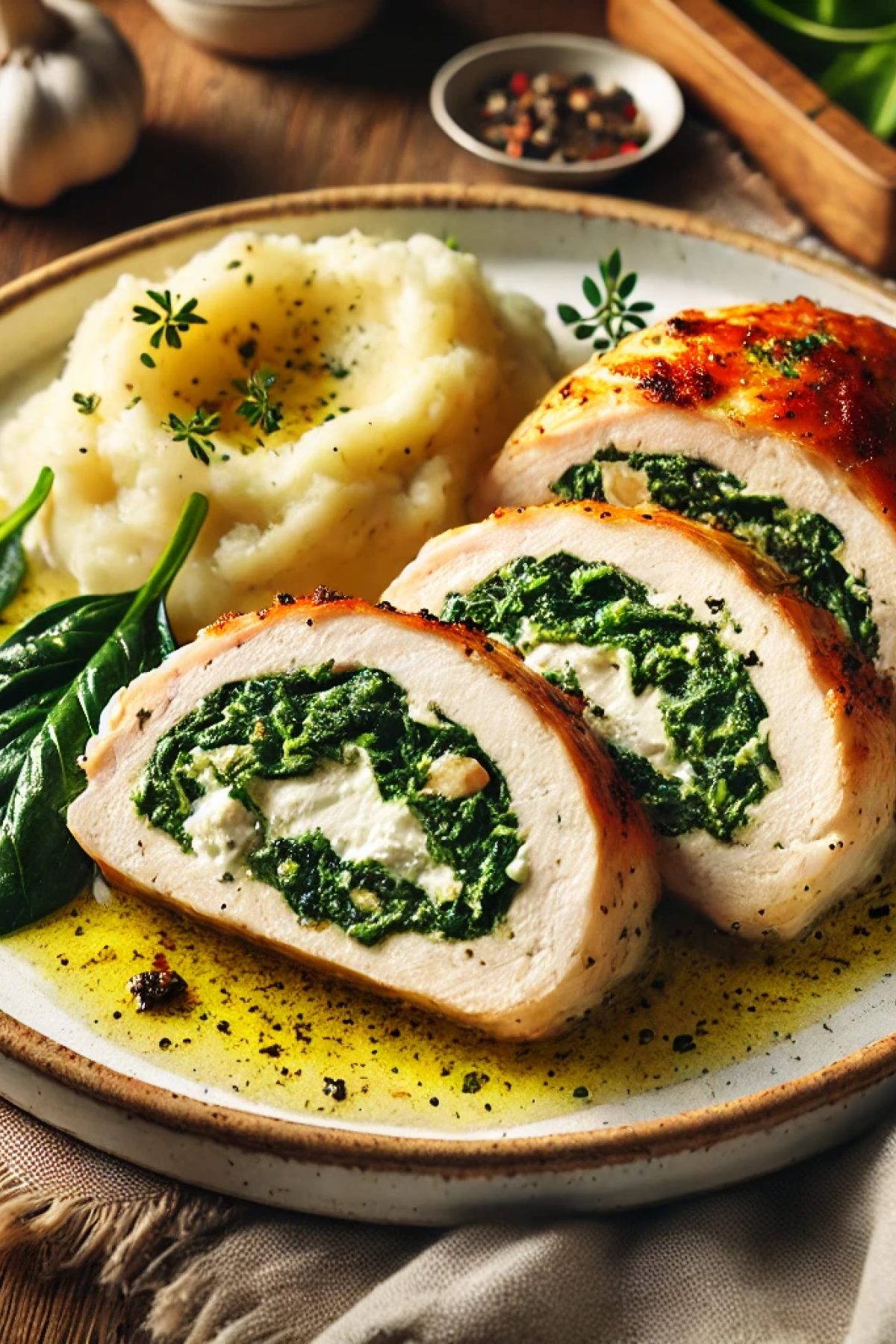 Slika jela 🍗 Punjena piletina sa spanaćem i sirom – Sočna i kremasta iznutra