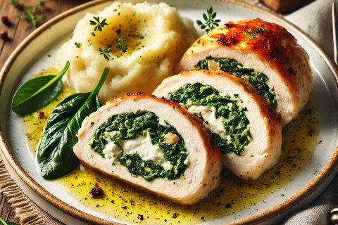 🍗 Punjena piletina sa spanaćem i sirom – Sočna i kremasta iznutra