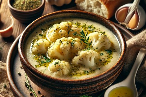 🥣 Krem čorba od pečenog belog luka i karfiola – Baršunasta i mirisna