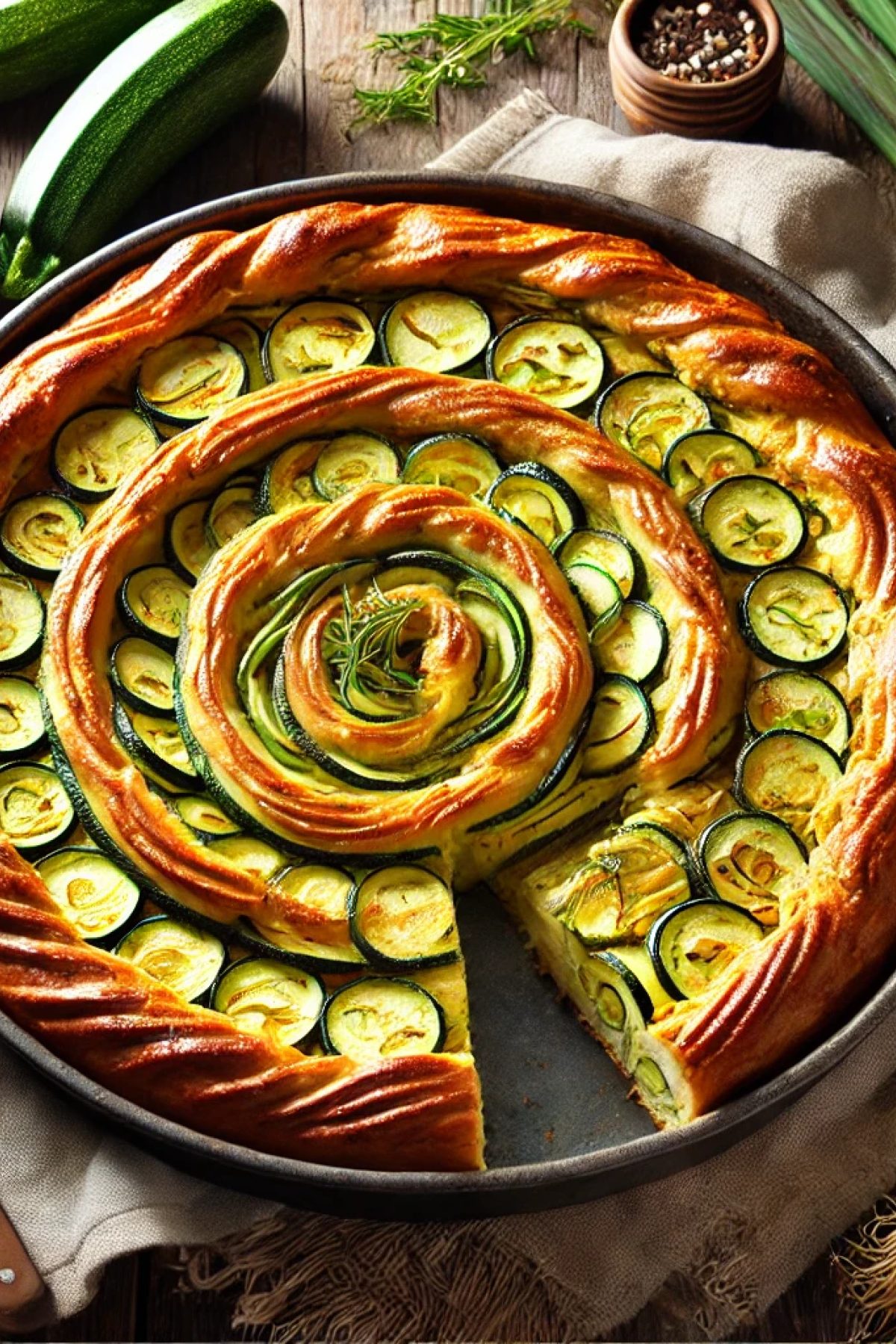 Slika jela 🥧 Savijena pita sa tikvicama i prazilukom – Mekana, sočna i mirisna