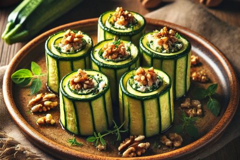 🥒 Rolnice od tikvica sa krem sirom i orasima – Lagano i efektno predjelo