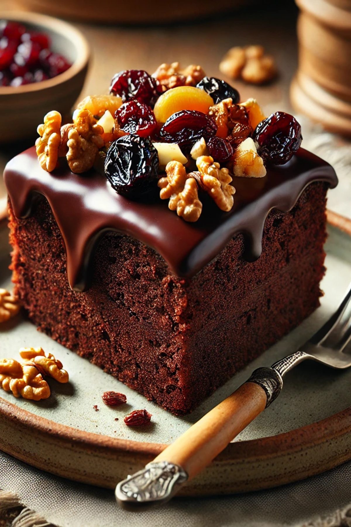 Slika jela 🍫 Posni čokoladni kolač sa suvim voćem – Bez trunke griže savesti