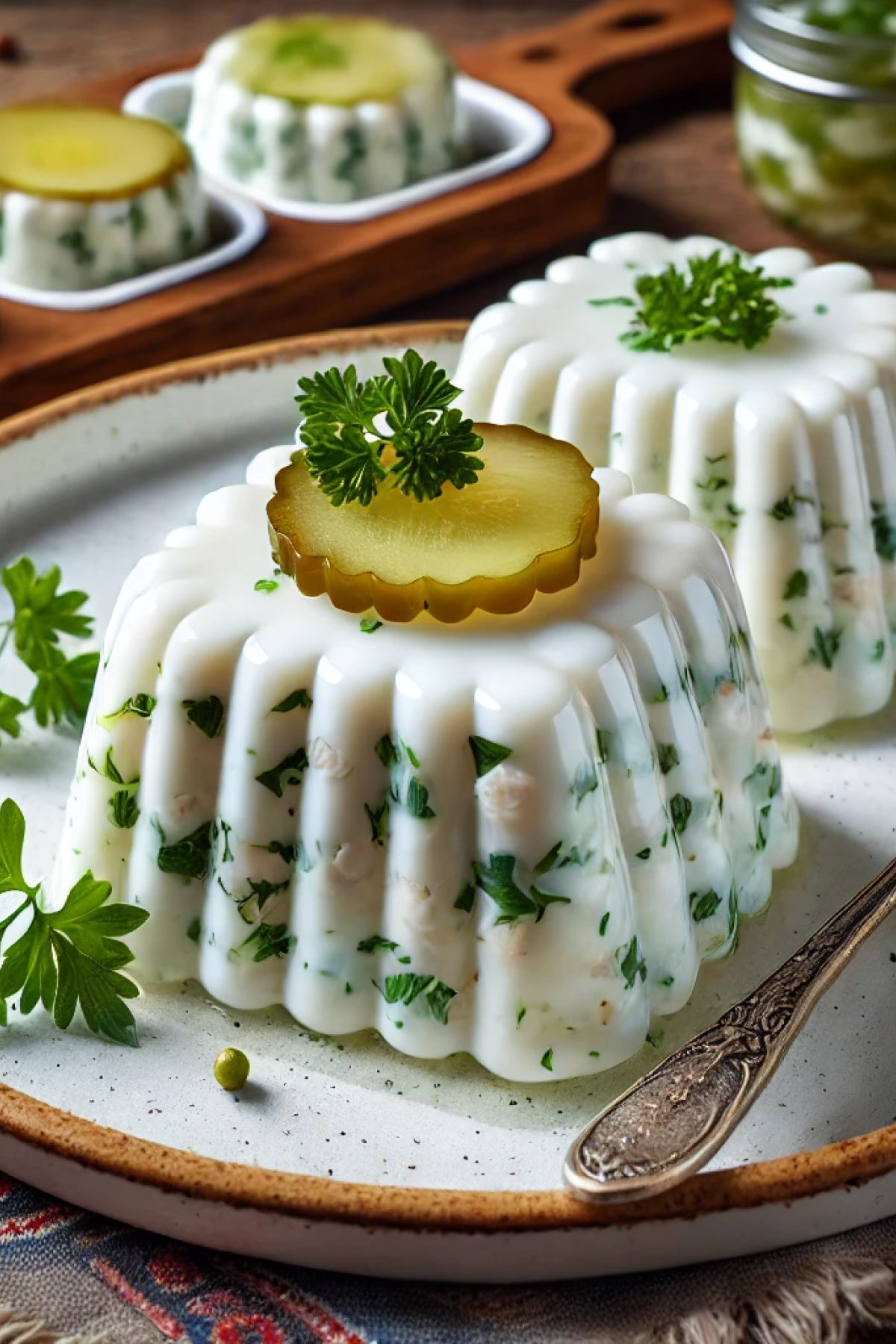 Slika jela 🥄 Bele pihtije sa ruskom salatom – Kremasto predjelo koje mami poglede