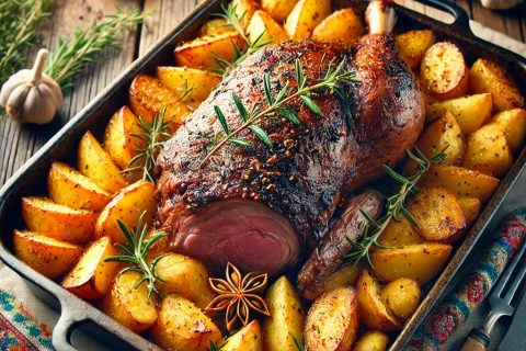 🥩 Pečena jagnjetina sa začinskim krompirom – Praznični klasik za Vaskrs
