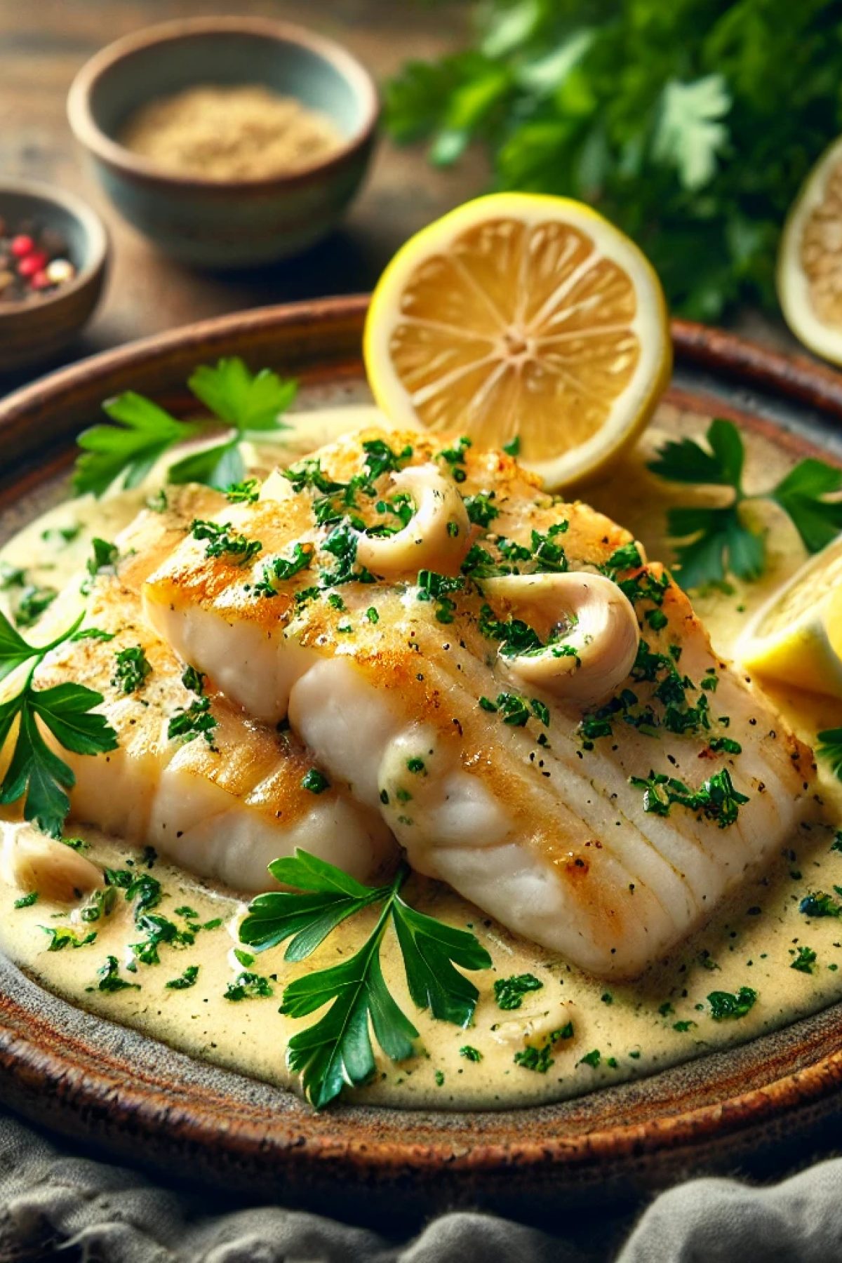 Slika jela Fileti oslića u limun-beli luk sosu 🐟🍋