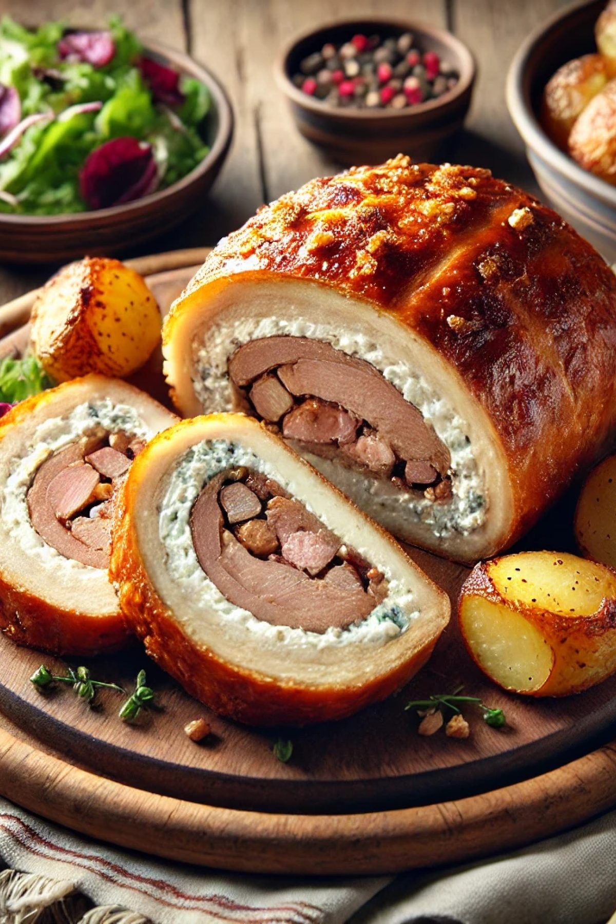 Slika jela 🍖 Punjena Vešalica sa Kajmakom i Dimljenom Slaninom – Gurmanski Klasik