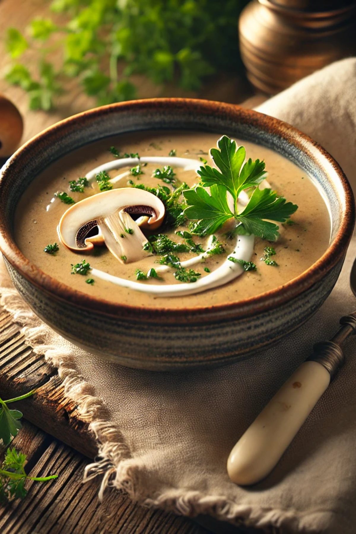 Slika jela 🍄 Krem čorba od šampinjona – Nežno, toplo i ukusno predjelo
