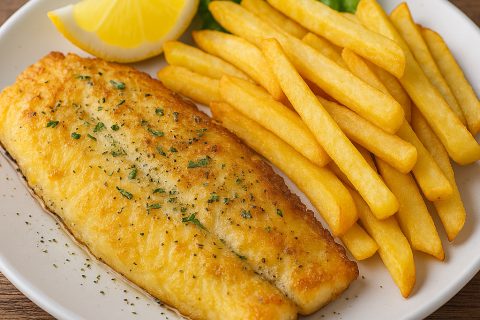🐟 Pečena Oslić Riba sa Hrskavim Pomfritom