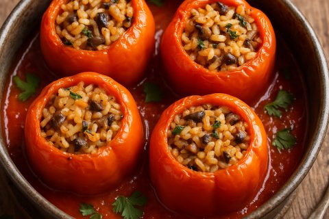 🫑🍚 Posne punjene paprike sa pirinčem i šampinjonima