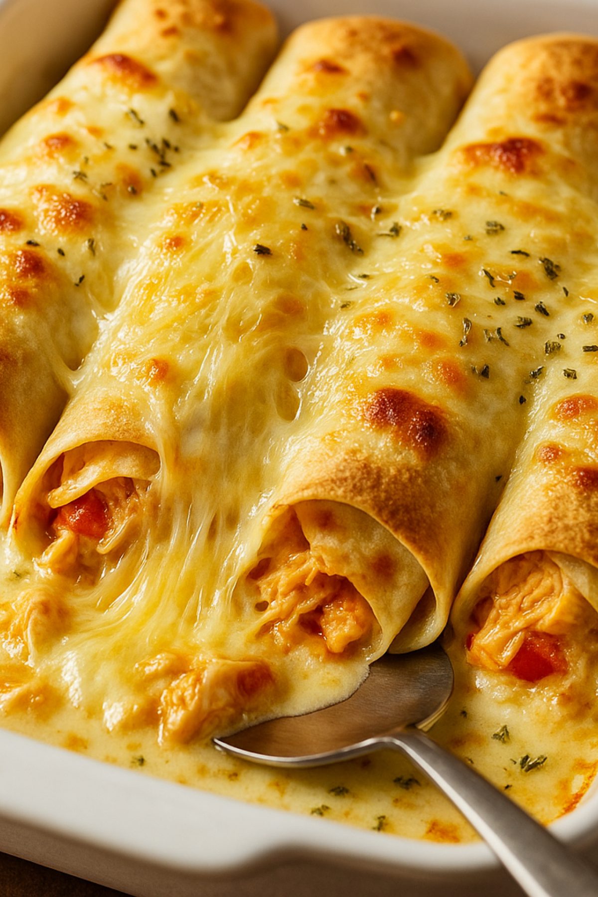 Slika jela 🌮🔥 Sočne zapečene tortilje sa piletinom i sirom