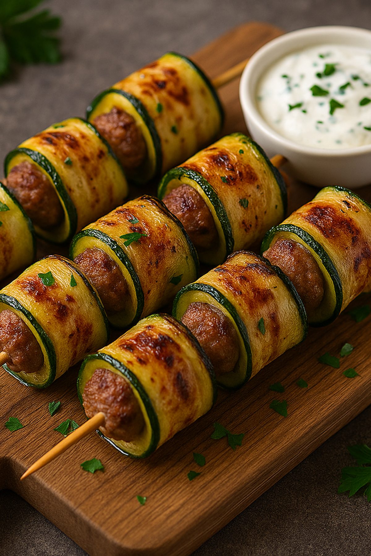 Slika jela 🥒🔥 Tikvica ražnjići sa mlevenim mesom – rolnice koje oduzimaju dah