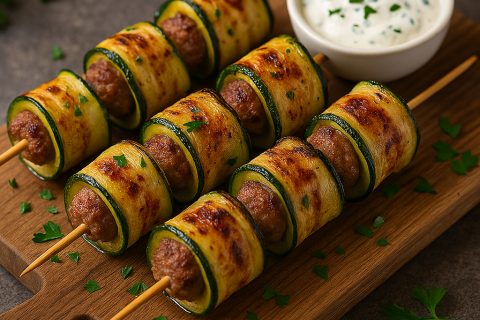 🥒🔥 Tikvica ražnjići sa mlevenim mesom – rolnice koje oduzimaju dah