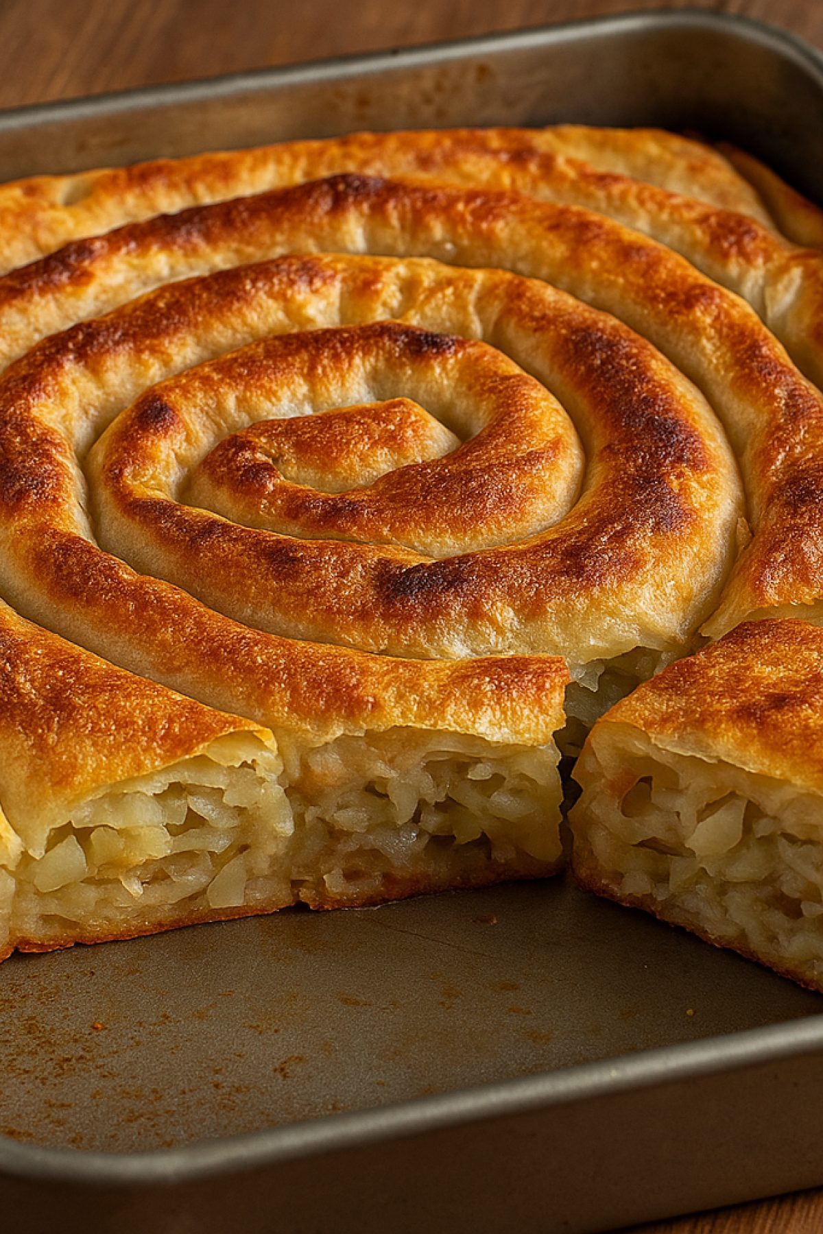 Slika jela 🥔🧅 Hrskava pita sa krompirom i crnim lukom
