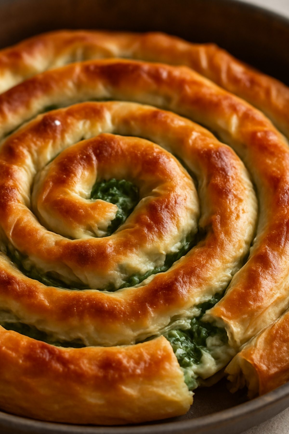 Slika jela 🌀 Pita puž sa spanaćem i sirom – hrskava spolja, sočna iznutra