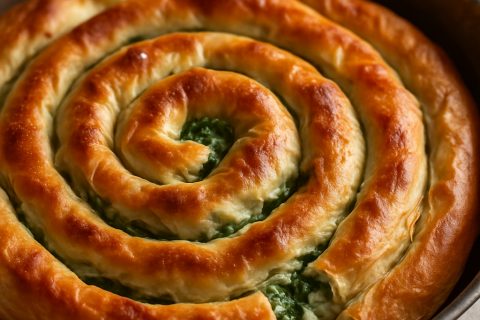 🌀 Pita puž sa spanaćem i sirom – hrskava spolja, sočna iznutra
