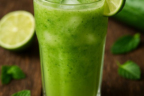 🥒 Zeleni detox napitak sa krastavcem, limetom i nanom – sveže, lagano i čisti telo