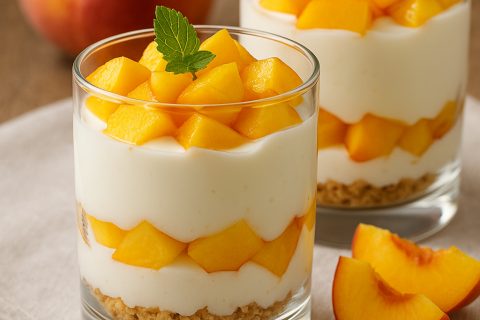🍑 Brzi voćni desert sa jogurtom i breskvama – osvežavajuće, kremasto i bez kuvanja