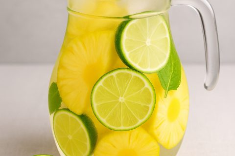 🍍 Detox voda sa ananasom, nanom i limetom – tropski osvežava, prirodno hidrira
