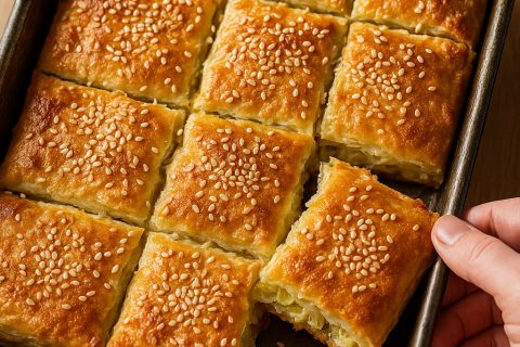 🧅 Pita sa prazilukom i susamom – bez razvijanja, bez jaja, a sočna i mirisna