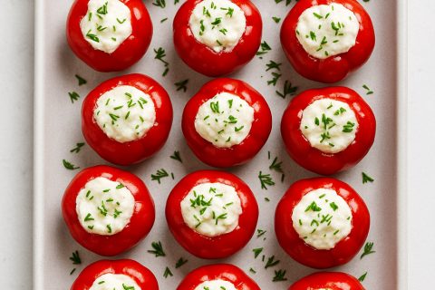 🌶 Punjene cherry paprike krem sirom i začinskim biljem – hladno predjelo koje svi prvo pojedu