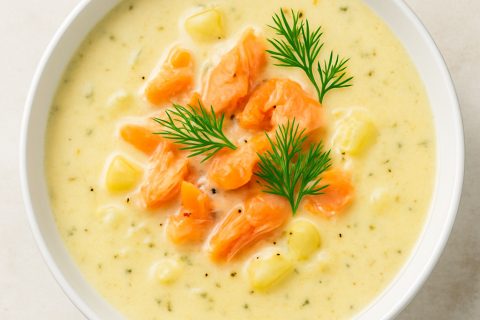 🐟 Krem čorba sa dimljenim lososom i krompirom – bogata, mirisna i drugačija