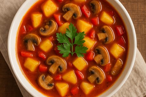 🥘 Posna paprikaš čorba sa krompirom i šampinjonima – zasiti, greje i miriše domaće