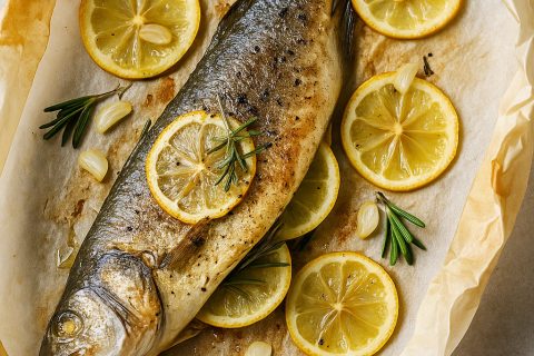 🐟 Brancin pečen u papiru sa limunom i začinima – čist ukus mora