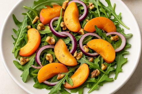 🍑 Letnja salata sa kajsijama, rukolom i orasima – slatko-slani balans za svaki dan