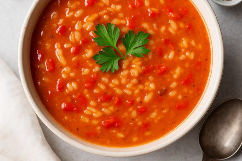 🍲 Čorba od pečene paprike i pirinča – kremasto, toplo, utešno