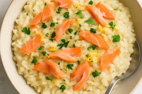 🐟 Kremasti rižoto sa dimljenim lososom i limunom – luksuzna večera za 20 minuta