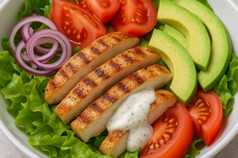 🥑 Salata sa grilovanom piletinom i avokadom – sveže, kremasto, zasiti bez težine