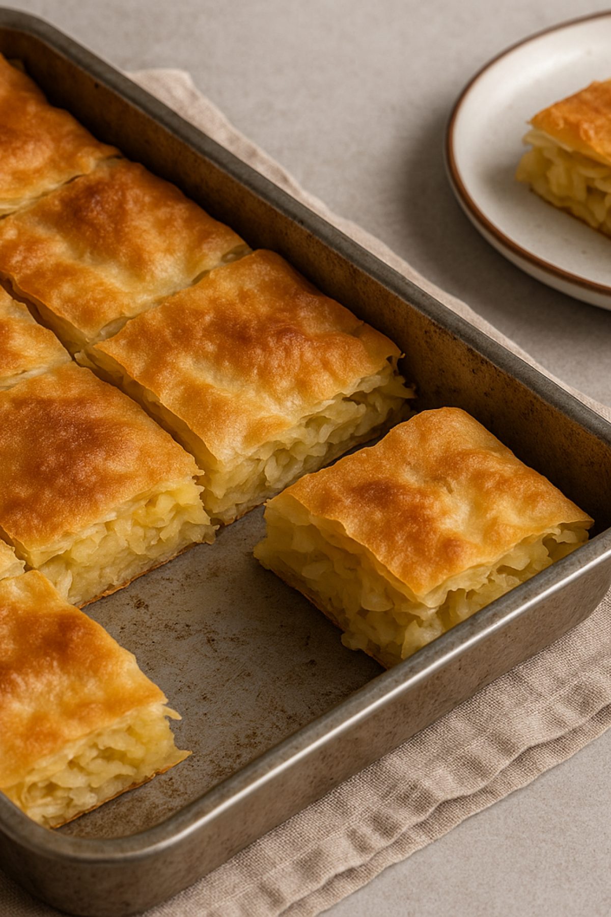 Slika jela 🥔 Pita sa krompirom i kiselim kupusom – rustično, posno i mirisno iz rerne
