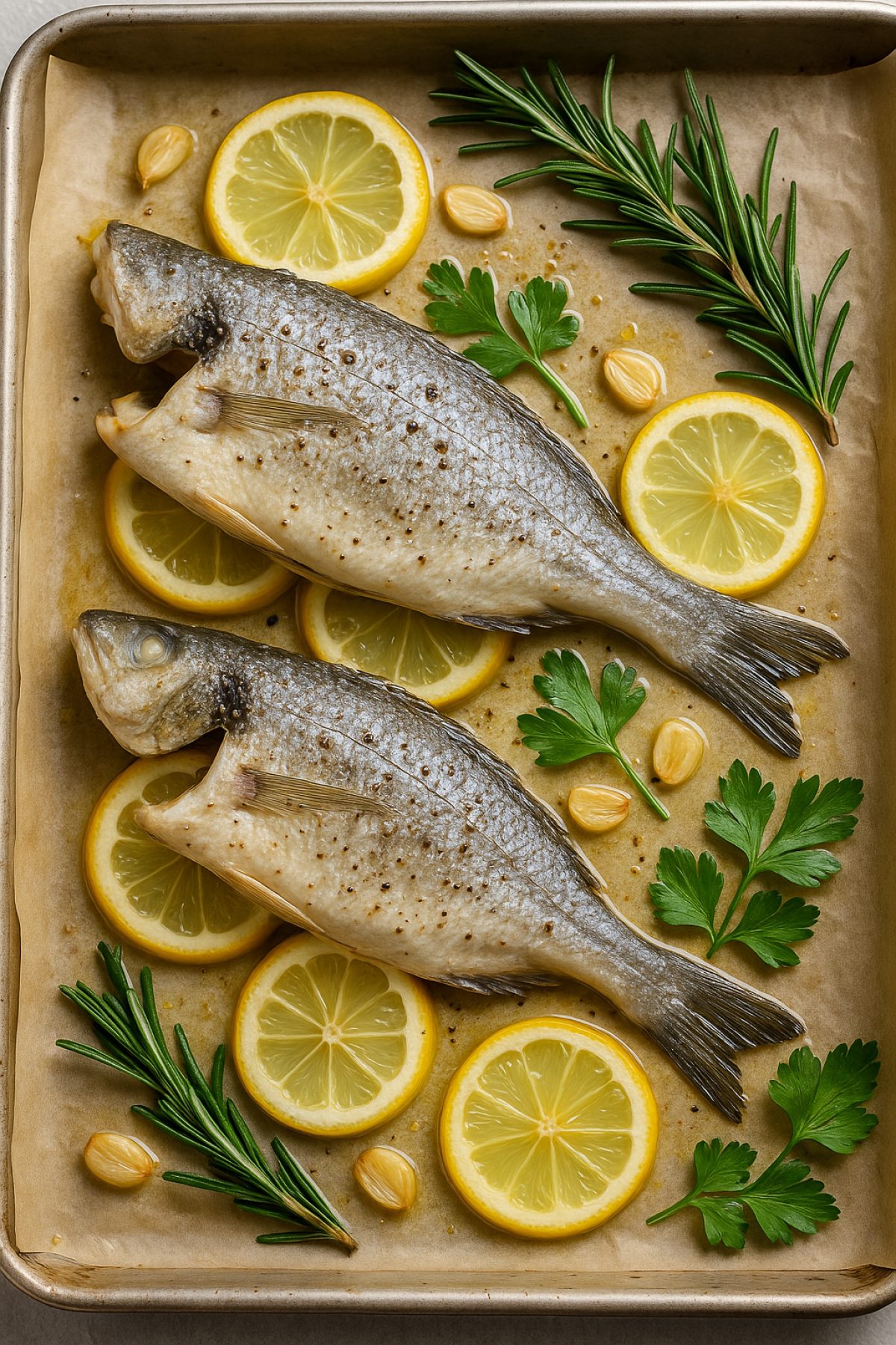 Slika jela 🐟 Orada iz rerne sa limunom i začinskim biljem – lagano, zdravo, sve miriše