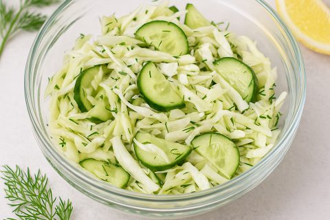 🥬 Hrskava salata sa belim kupusom, krastavcem i koprom – osvežava kao limunada