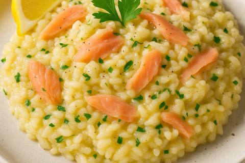 🐟 Rižoto sa dimljenim lososom i limunom – kremasto, mirisno, gotovo za pola sata