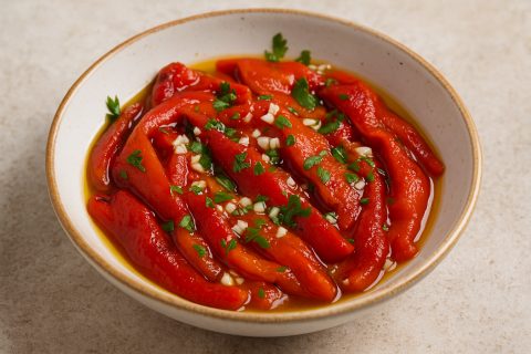 🫑 Salata od pečenih paprika i belog luka – mirisna, hladna i savršena uz hleb