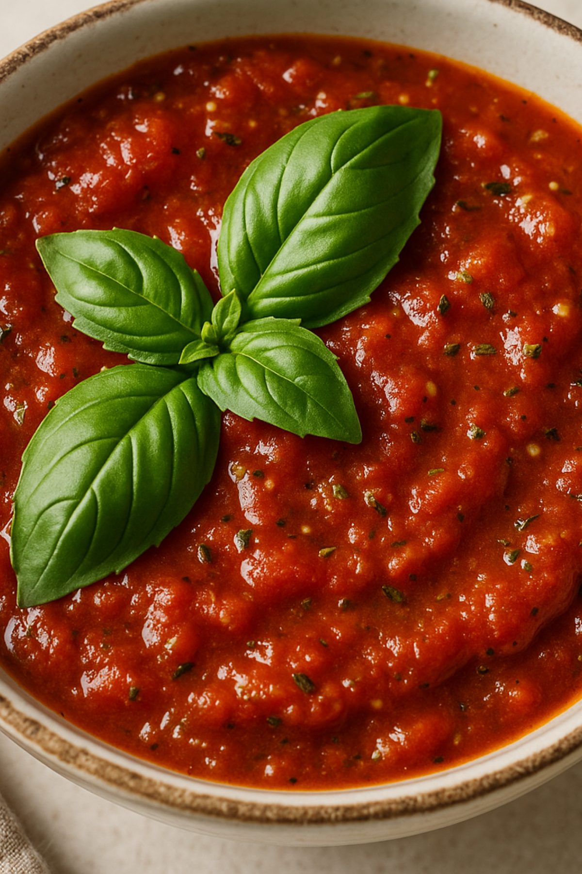 Slika jela 🍅 Posni paradajz sos sa belim lukom i bosiljkom – gust, mirisan, domaći