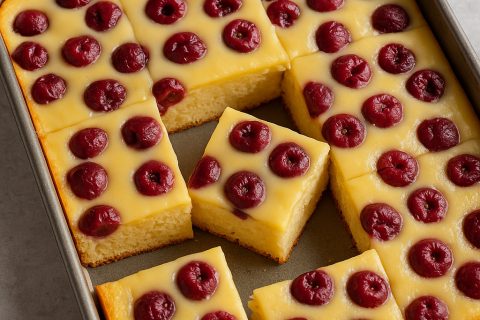 🍒 Kremasti kolač sa pudingom i višnjama – bez miksera, bez stresa, gotov za tren