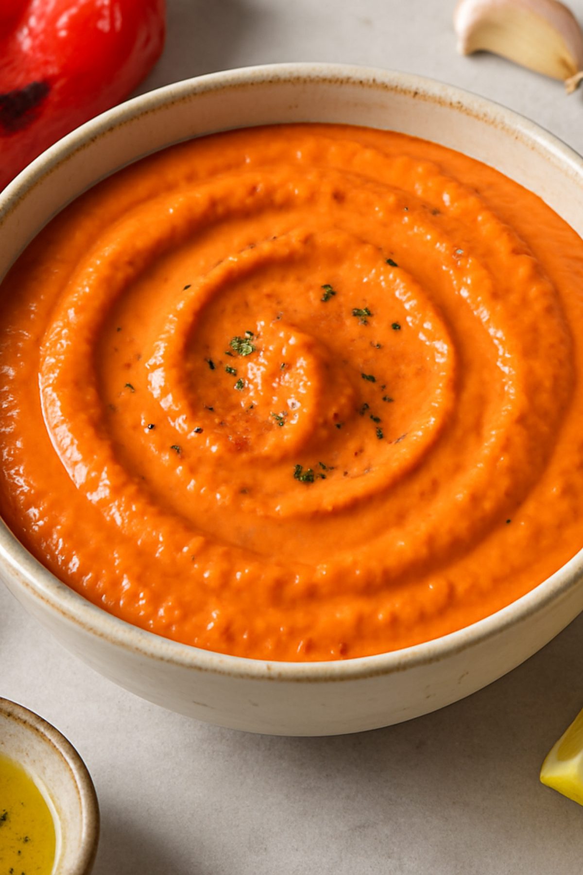 Slika jela 🌶️ Kremasti sos od pečene paprike i belog luka – pun ukus i mekoća za sva jela