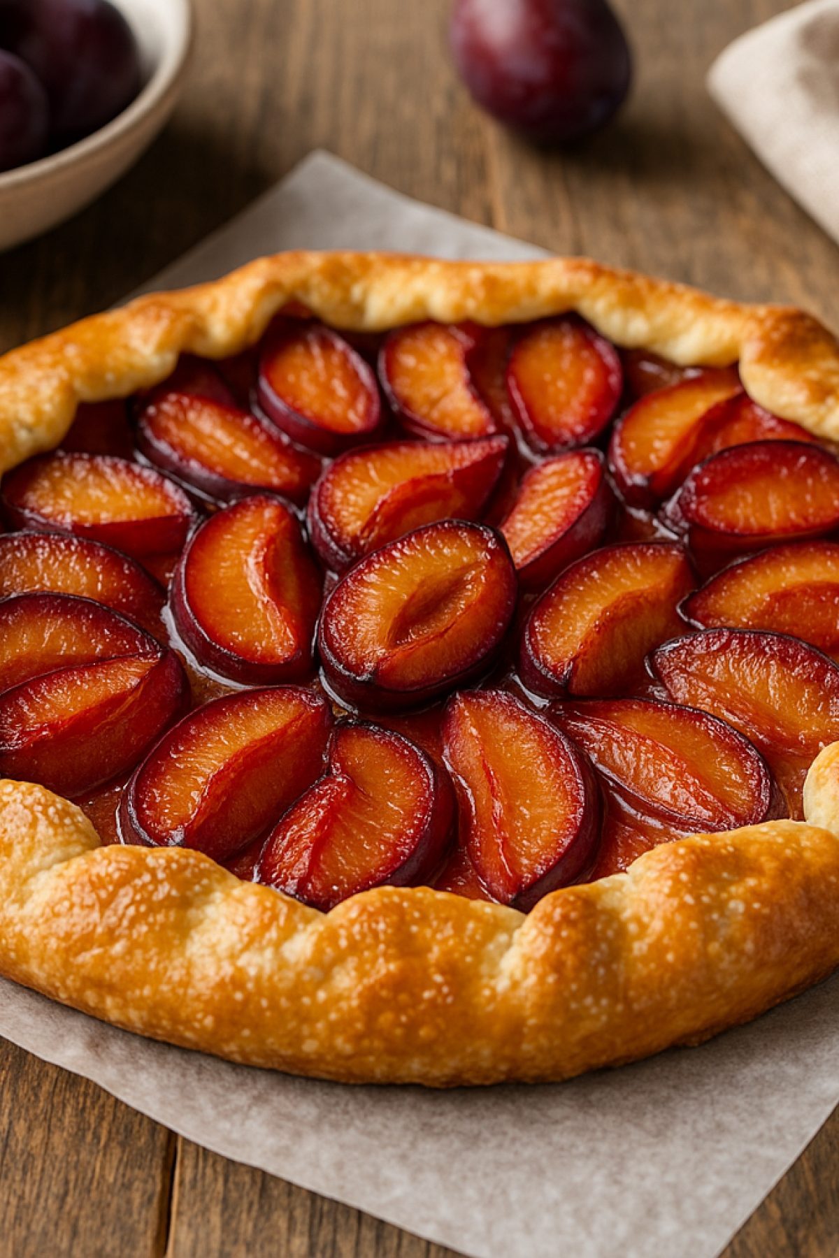 Slika jela 🥧 Letnja pita sa šljivama – voćna radost na tanjiru!