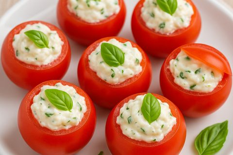🍅 Hladne paradajz korpice sa krem sirom i bosiljkom