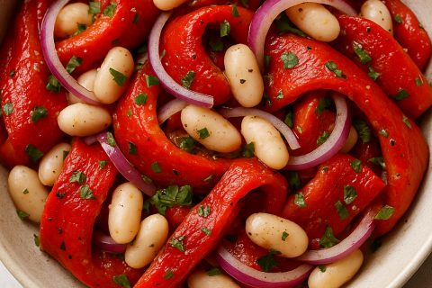 🥗 Salata od pečene paprike, pasulja i crvenog luka