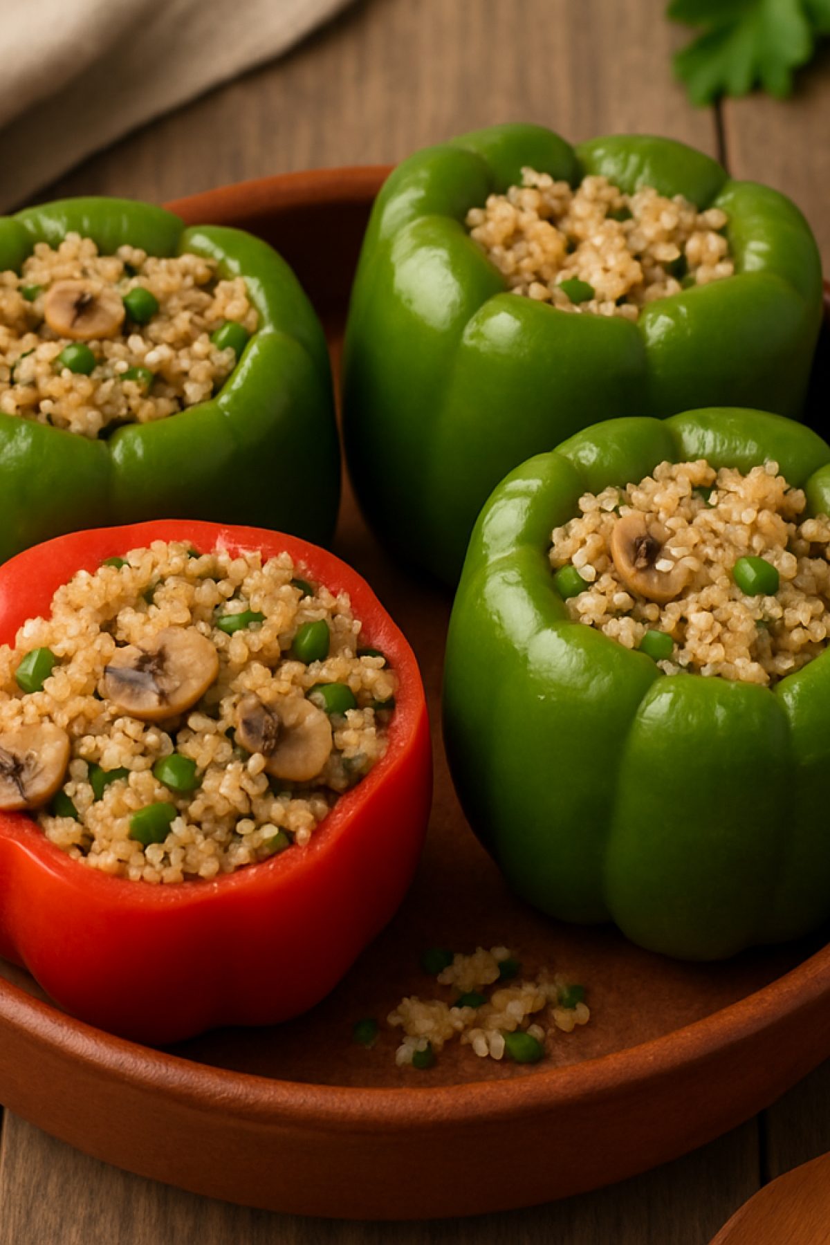Slika jela 🍛 Punjene paprike sa kinoom i pečurkama